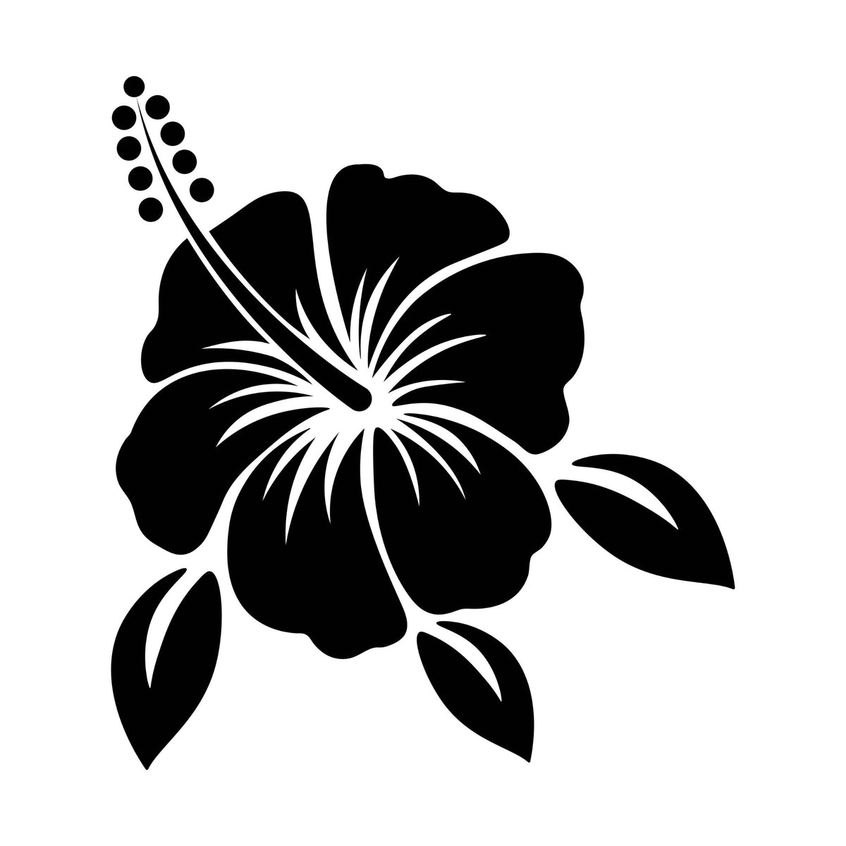 Hibiscus Flower Car Sticker – Design 1 shown in black on a white background.