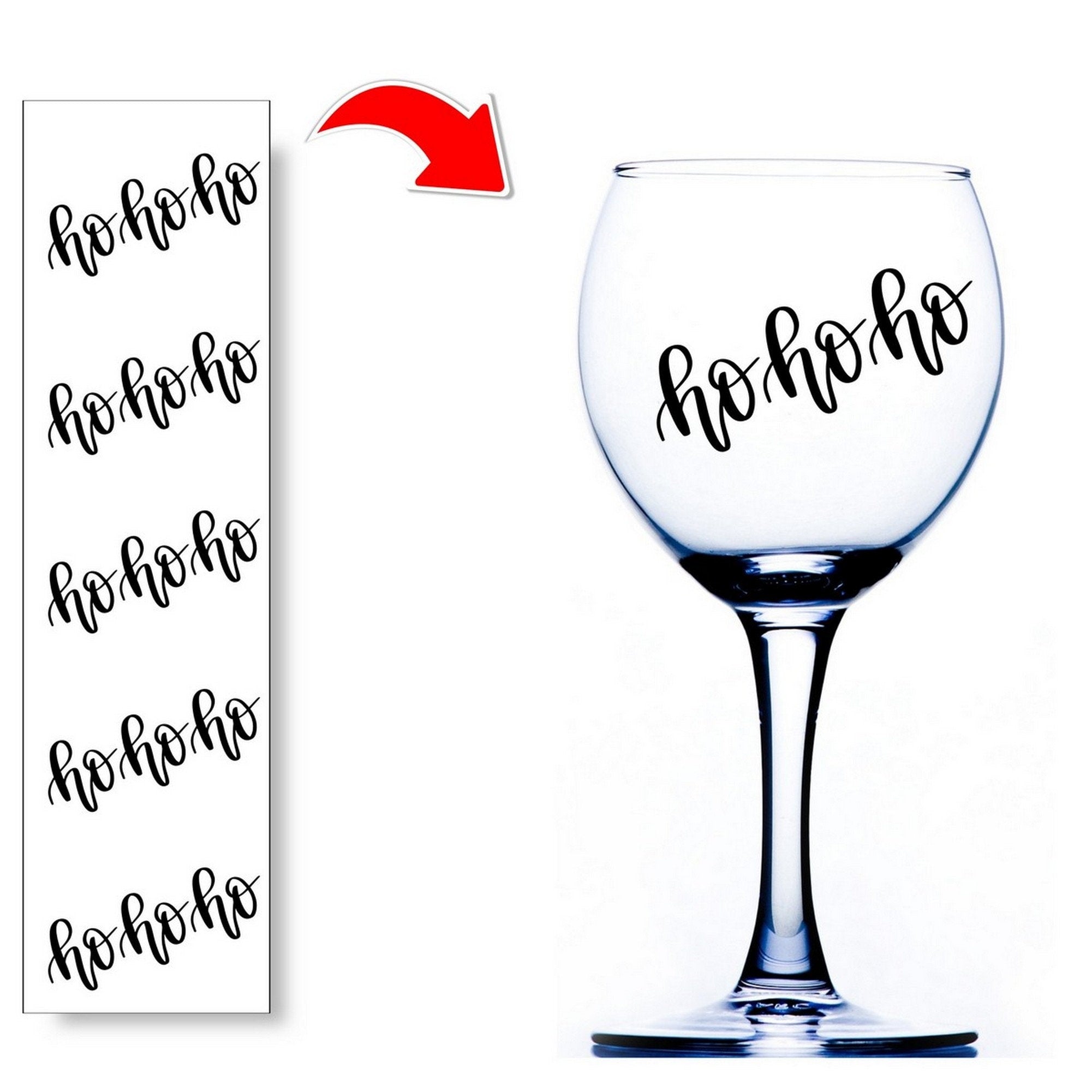 Five Ho Ho Ho vinyl stickers for decorating wine glasses, baubles and Christmas crafts