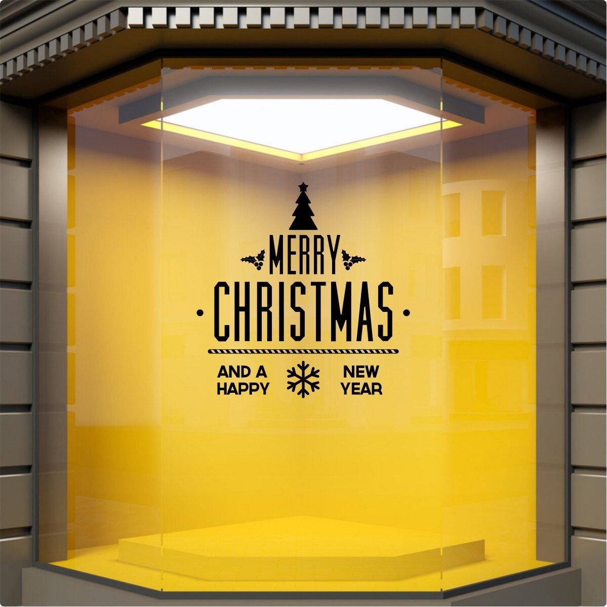 Merry Christmas Tree & Happy New Year Window Sticker product display image 2