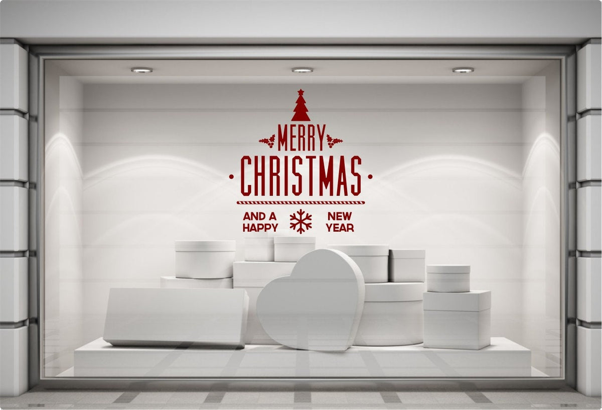 Merry Christmas Tree & Happy New Year Window Sticker product display image 5