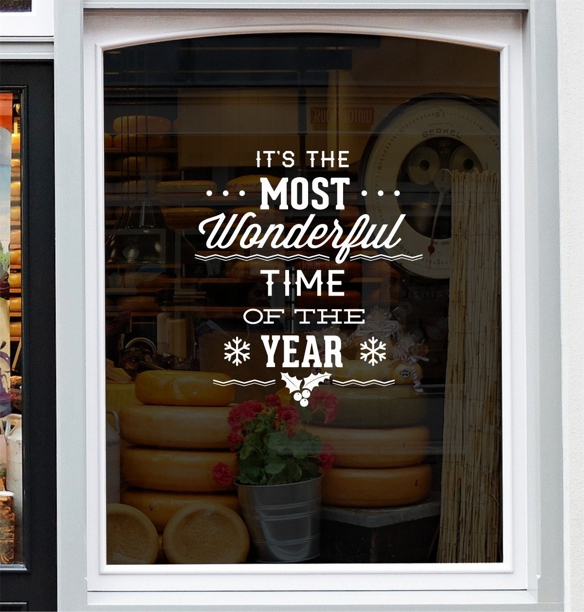 Most Wonderful Time Snowflake & Holly Window Sticker product display image 5