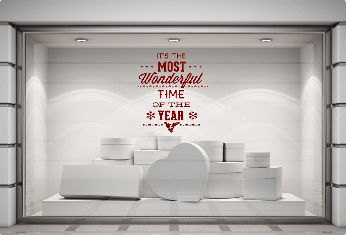 Most Wonderful Time Snowflake & Holly Window Sticker product display image 8