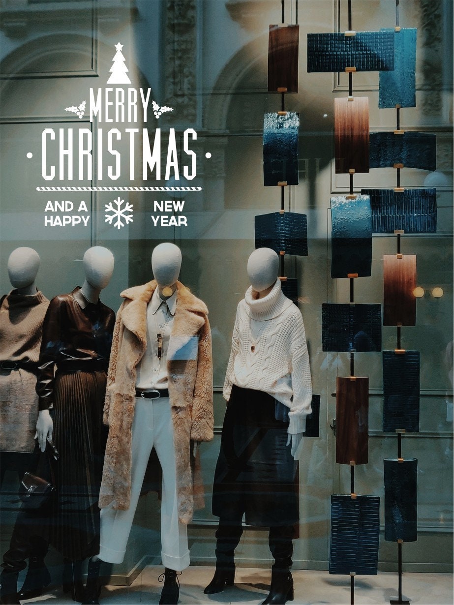 Merry Christmas Tree & Happy New Year Window Sticker product display image 3