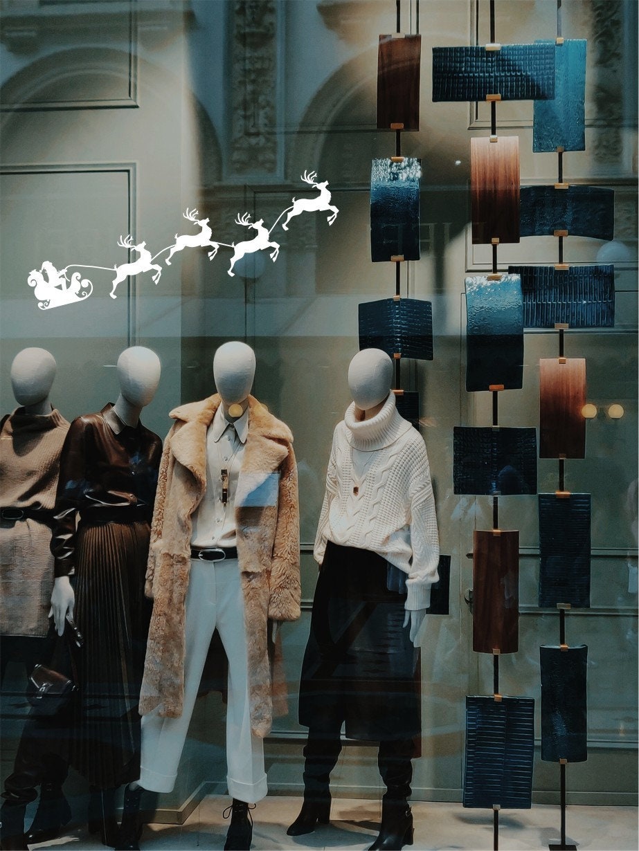 Santa Sleigh Christmas Window Sticker product display image 3