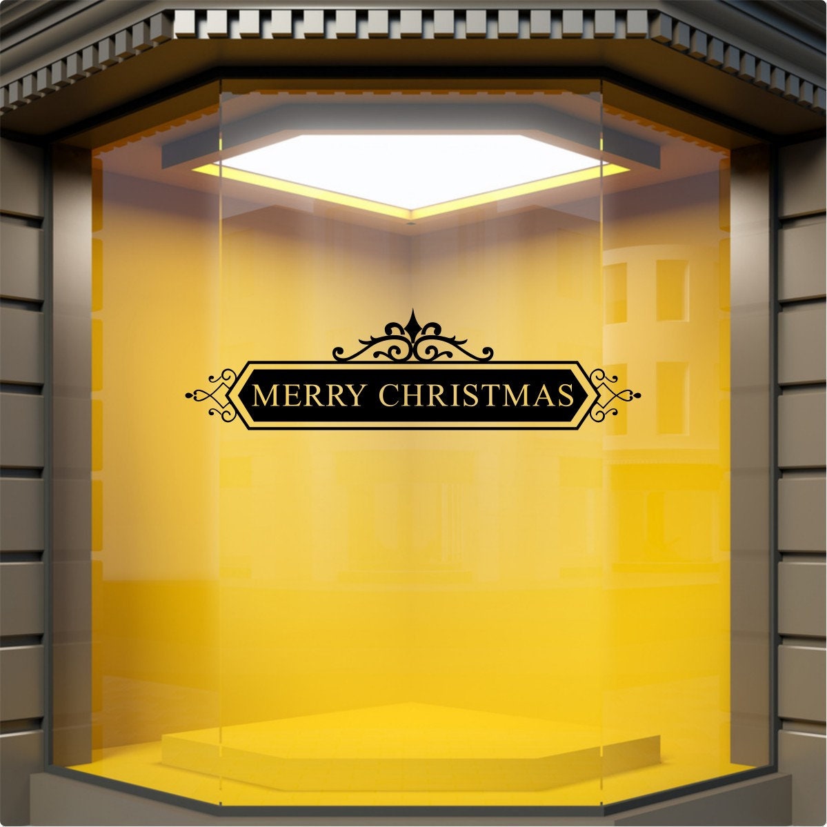 Traditional Merry Christmas Banner Window Sticker product display image 4