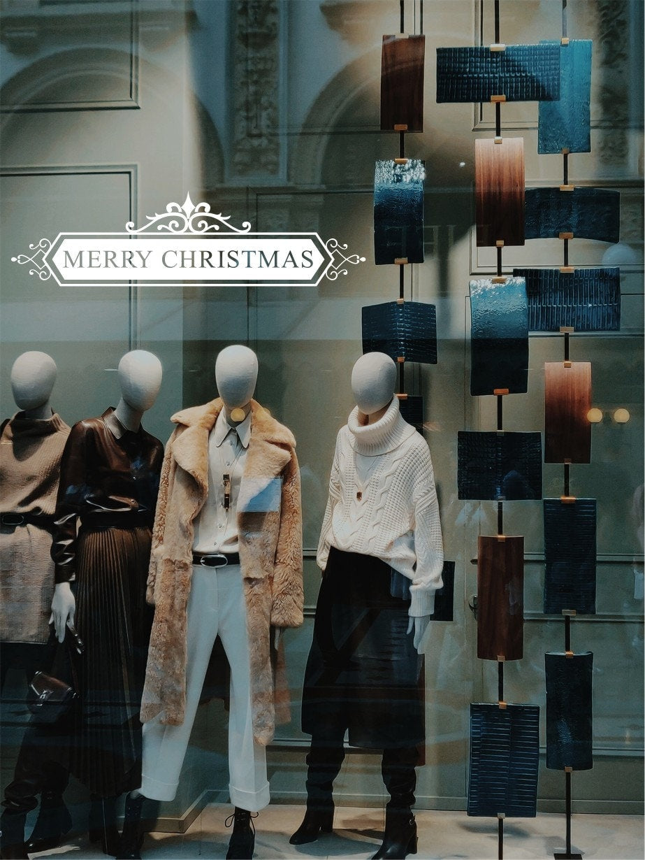 Traditional Merry Christmas Banner Window Sticker product display image 5