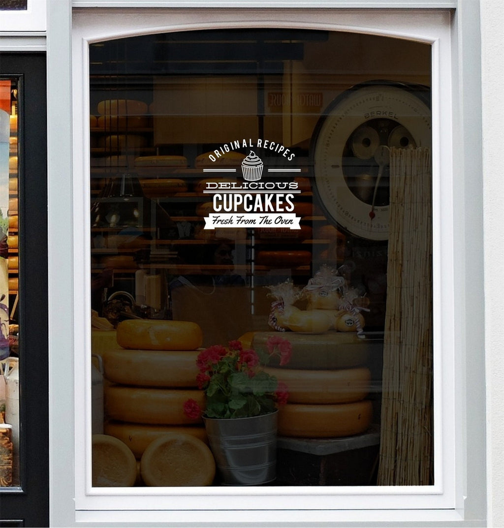 Cupcakes café window decal display