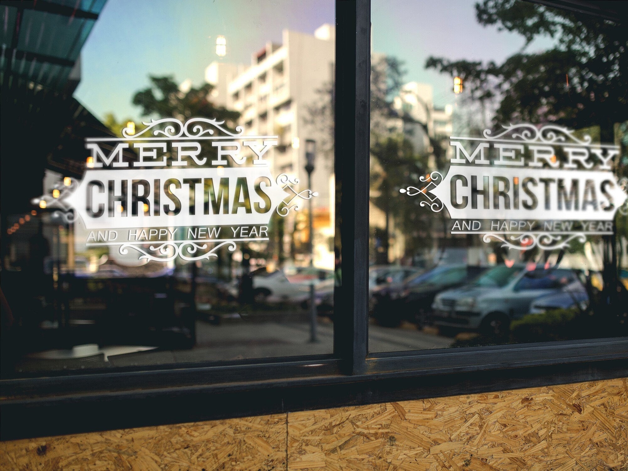 Merry Christmas and Happy New Year Window Sticker product display image 4