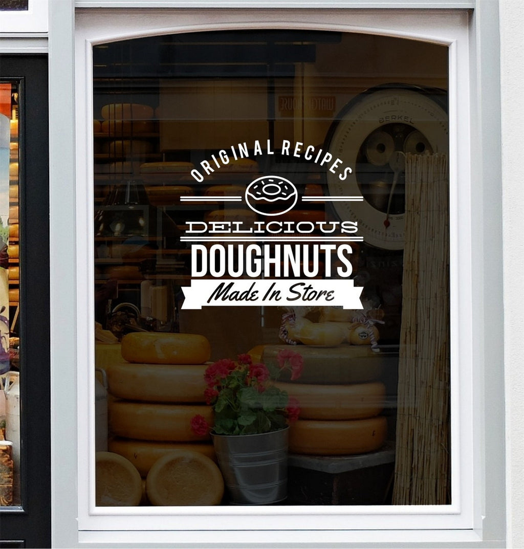 Delicious Doughnuts Bakery Window Sticker product display image 2