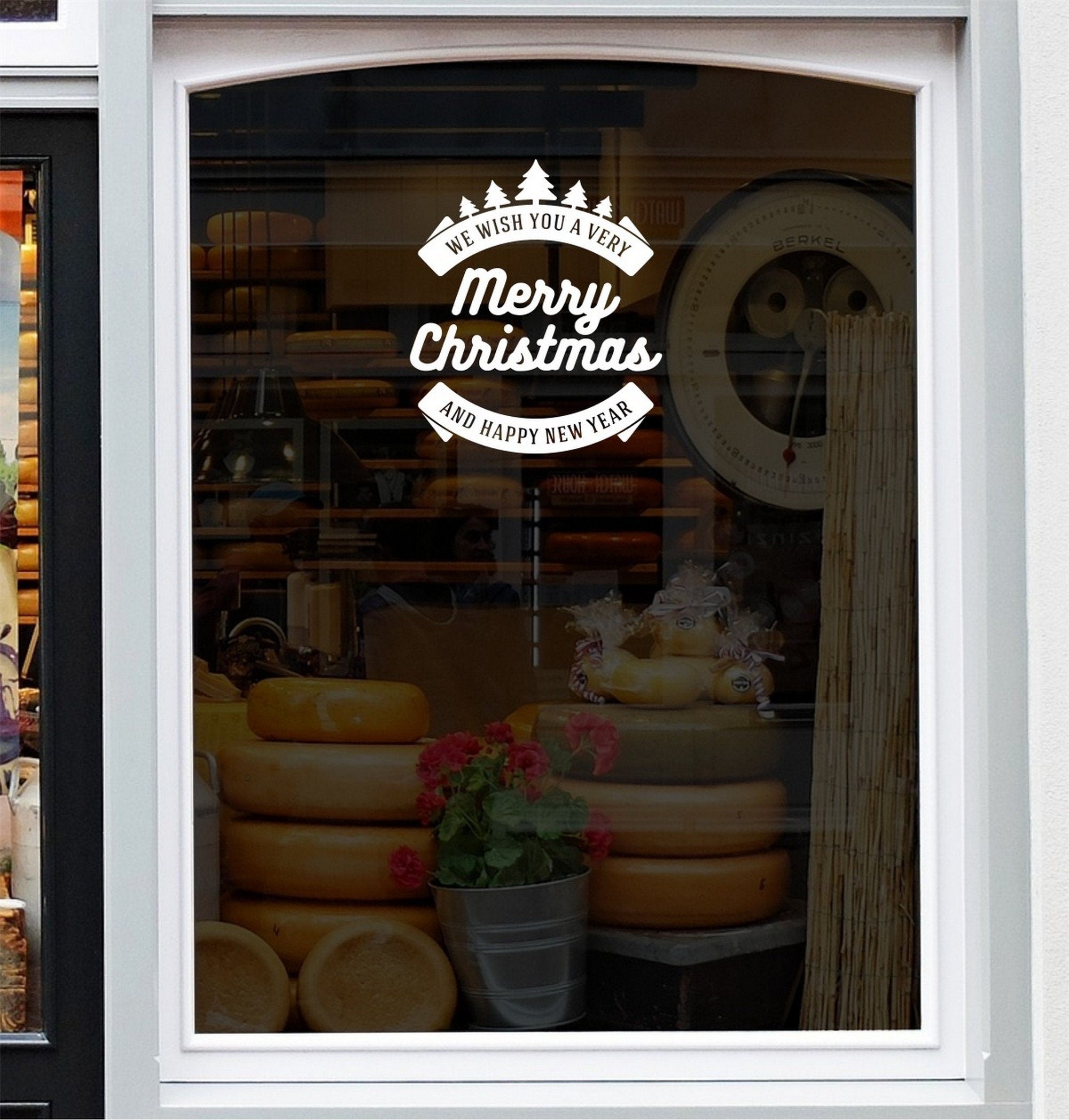 We Wish You A Very Merry Christmas And Happy New Year Window Sticker product display image 2