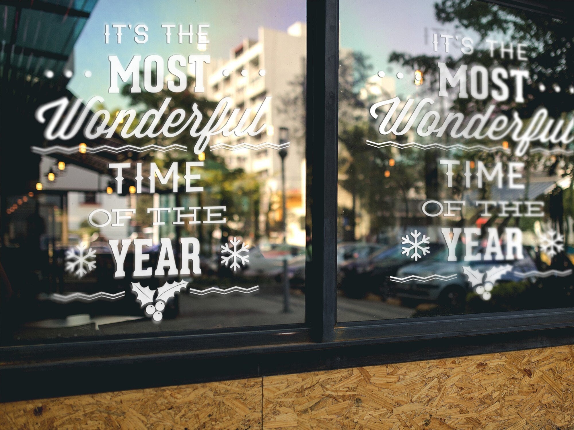 Most Wonderful Time Snowflake & Holly Window Sticker product display image 4
