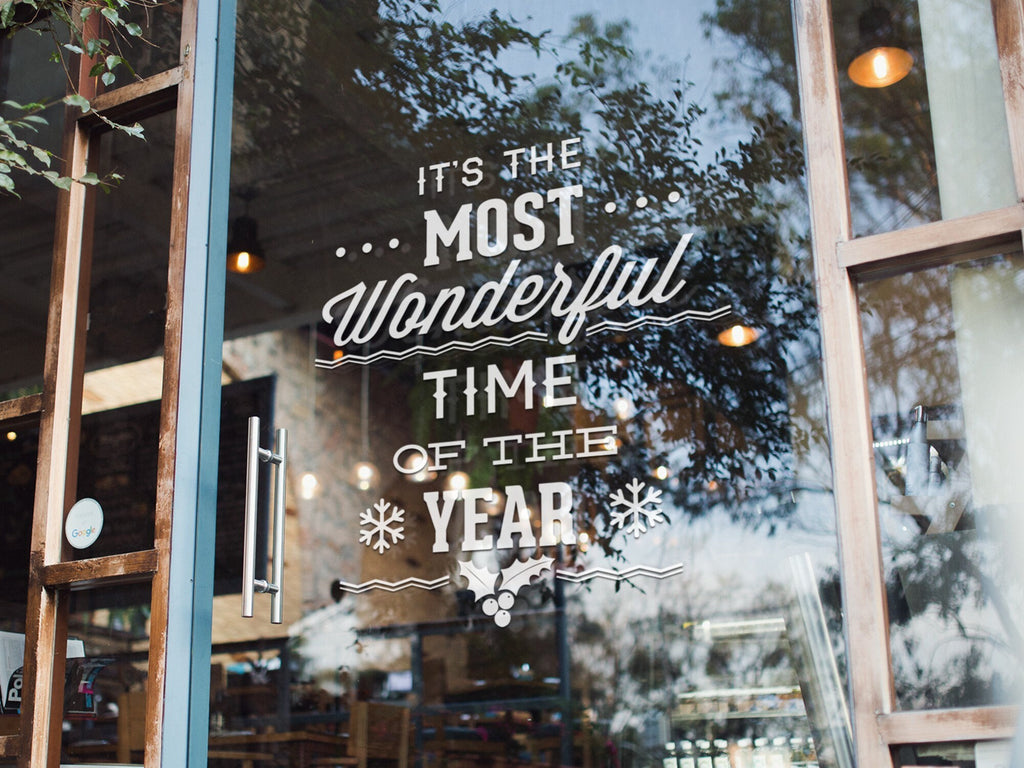 Most Wonderful Time Snowflake & Holly Window Sticker product display image 2