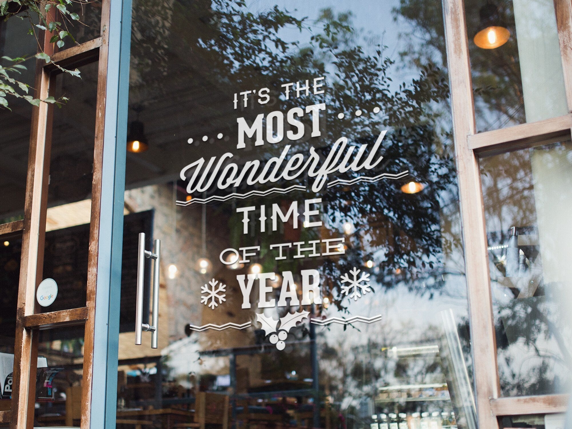 Most Wonderful Time Snowflake & Holly Window Sticker product display image 2