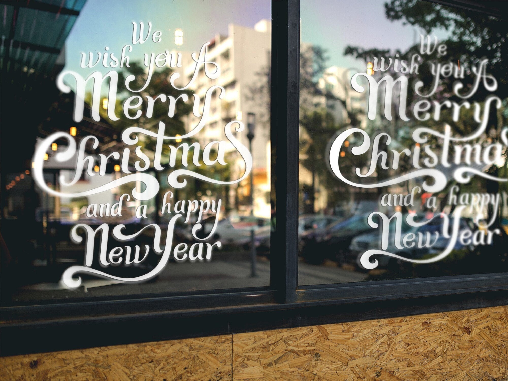 We Wish You A Merry Christmas And A Happy New Year Script Window Sticker product display image 4