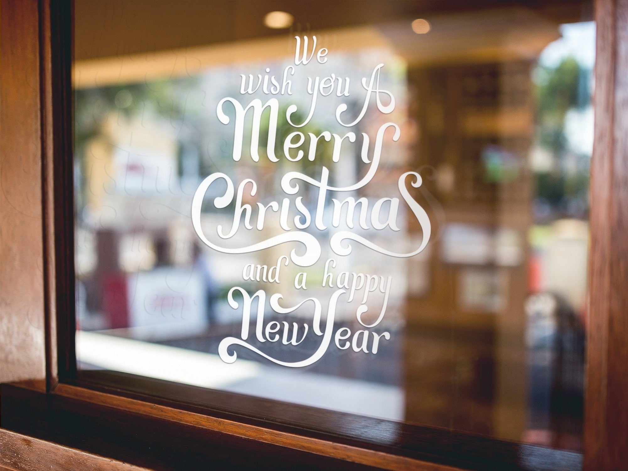 We Wish You A Merry Christmas And A Happy New Year Script Window Sticker product display image 3