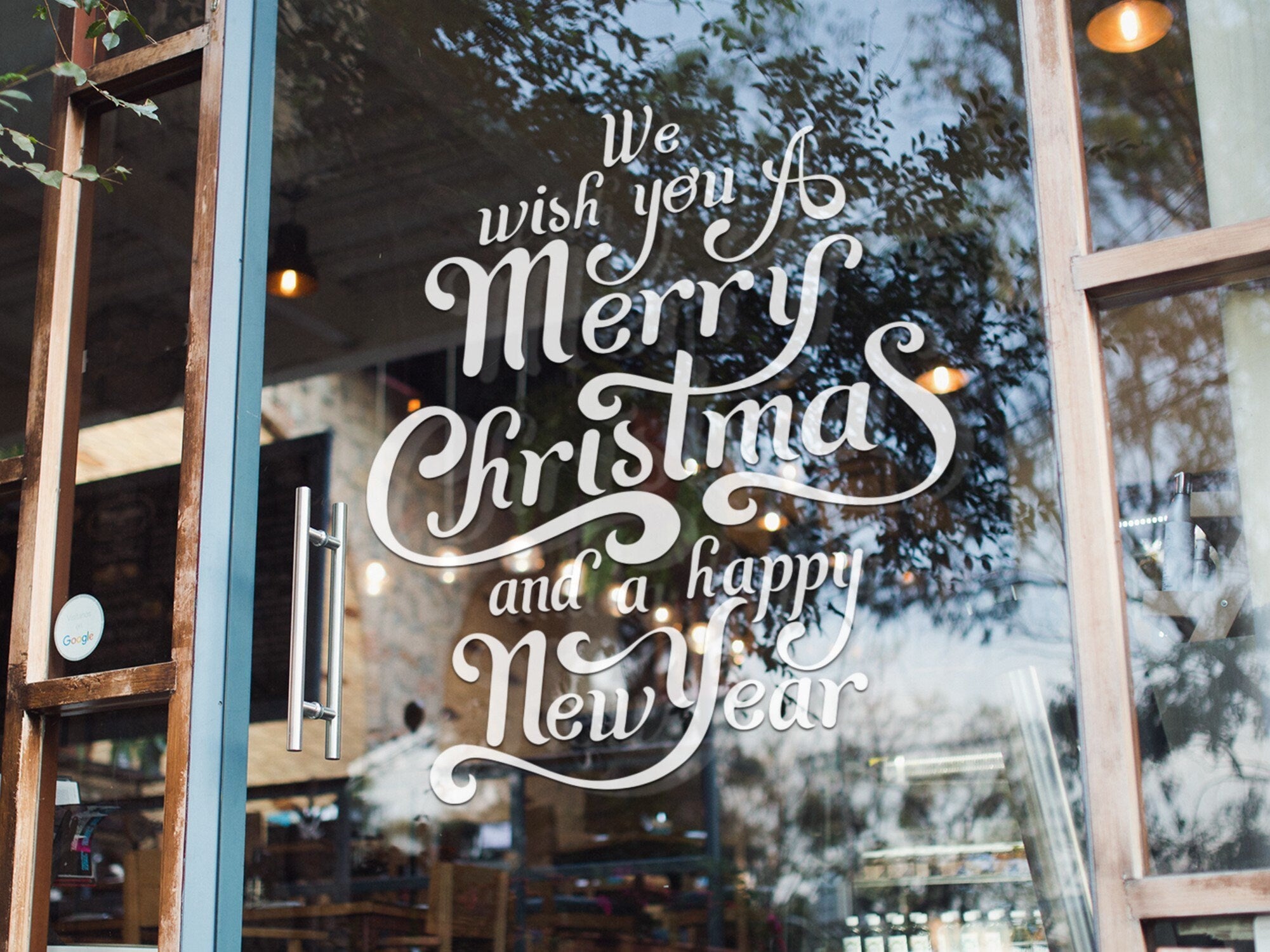 We Wish You A Merry Christmas And A Happy New Year Script Window Sticker product display image 2