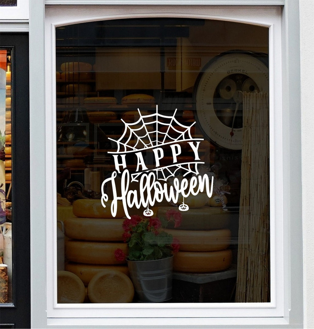 Halloween seasonal window decal display