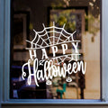 Happy Halloween cobweb window sticker displayed on glass