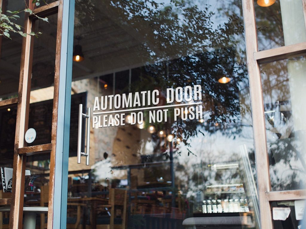 Automatic Door Please Do Not Push Window Sticker product display image 3