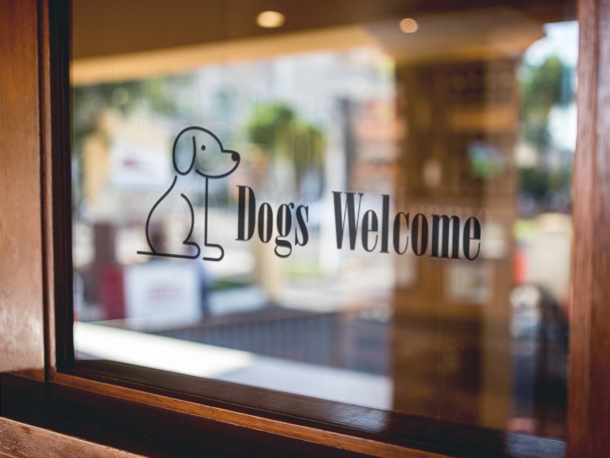 Dogs Welcome Line Art Shop Window Sticker alternate product preview 1