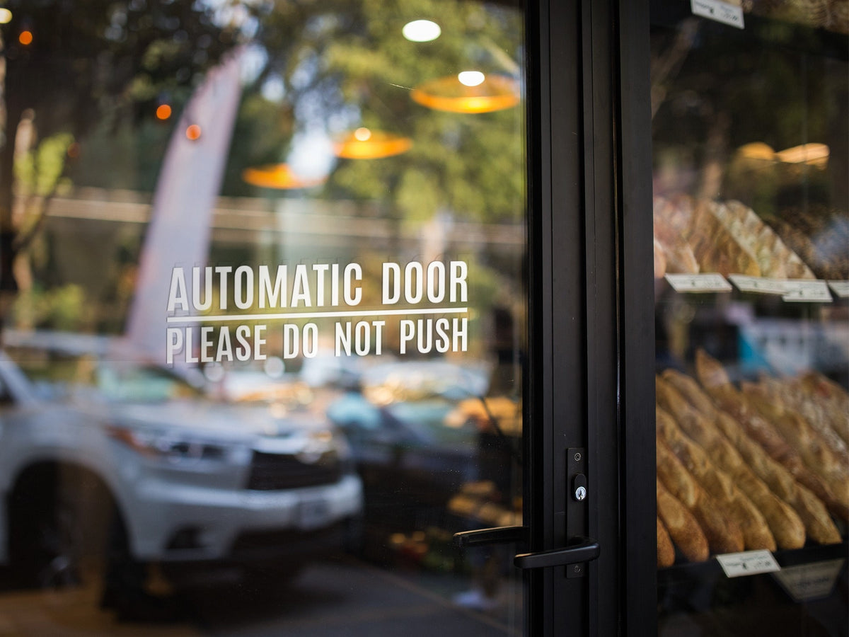 Automatic Door Please Do Not Push Window Sticker product display image 5