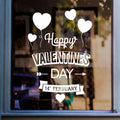 Happy Valentine’s Day vertical window sticker displayed on glass