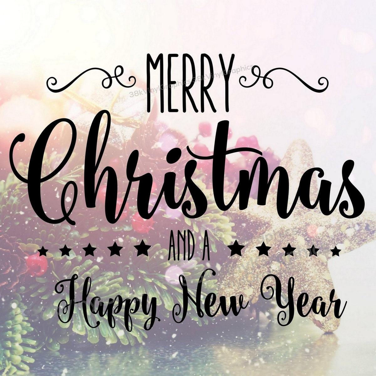 Merry Christmas And A Happy New Year Window Sticker product display image 9