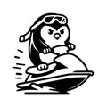 Penguin on a jet ski vinyl car sticker design 1 main product image