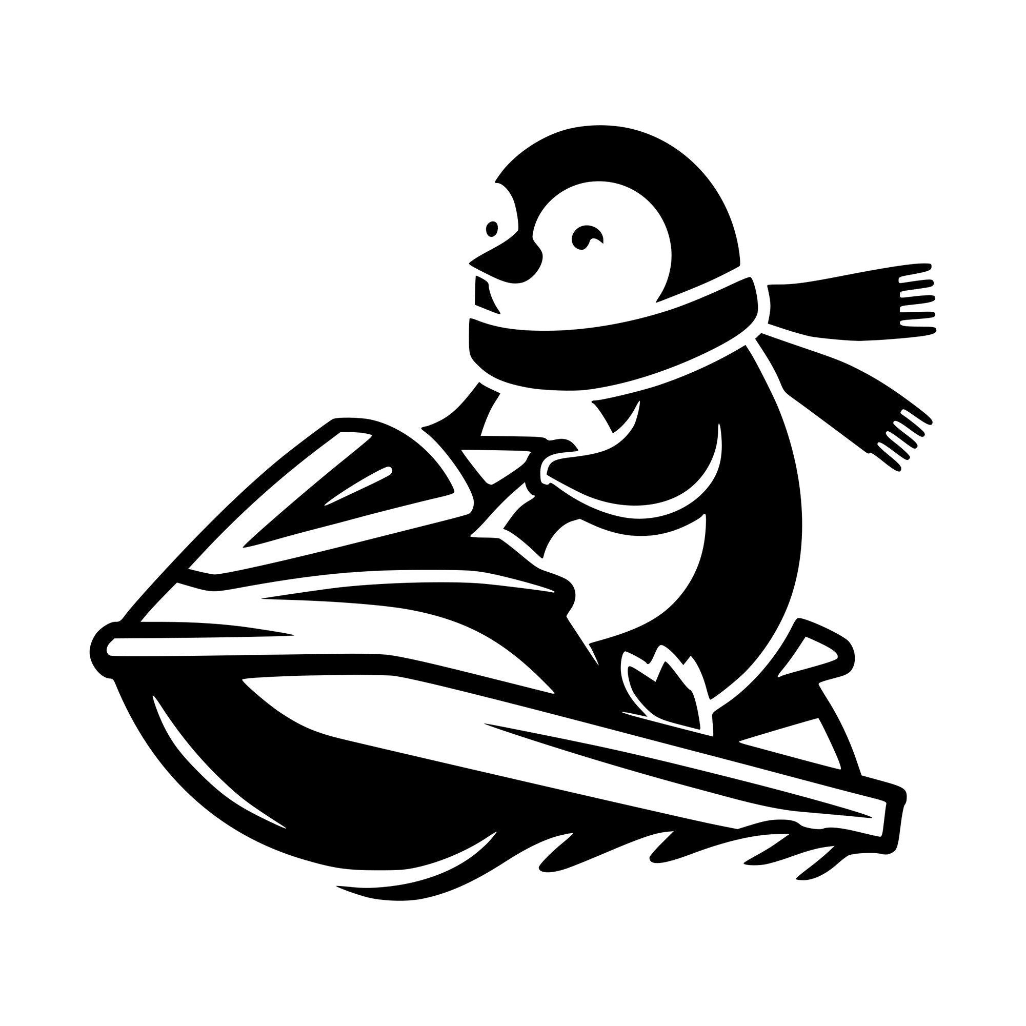 Penguin on a jet ski car decal design 3 alternate product preview 1