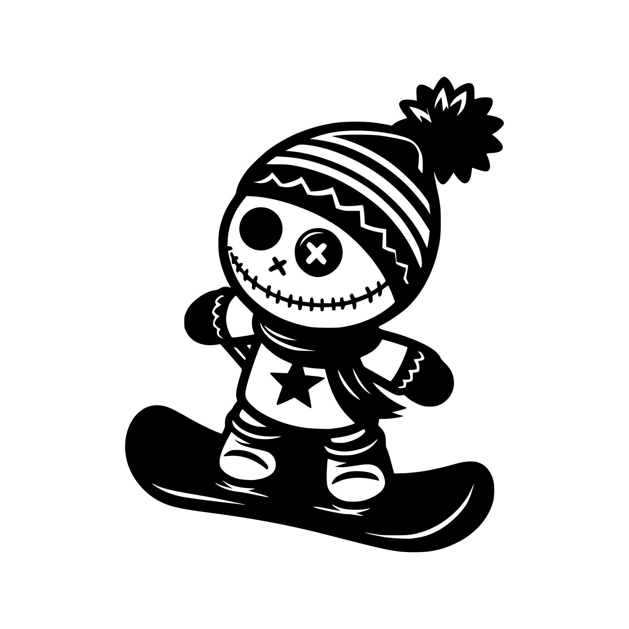 Snowboarding Voodoo Doll car sticker design 3 alternate product preview 1