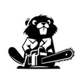 Beaver with chainsaw vinyl car sticker design 1 main product image