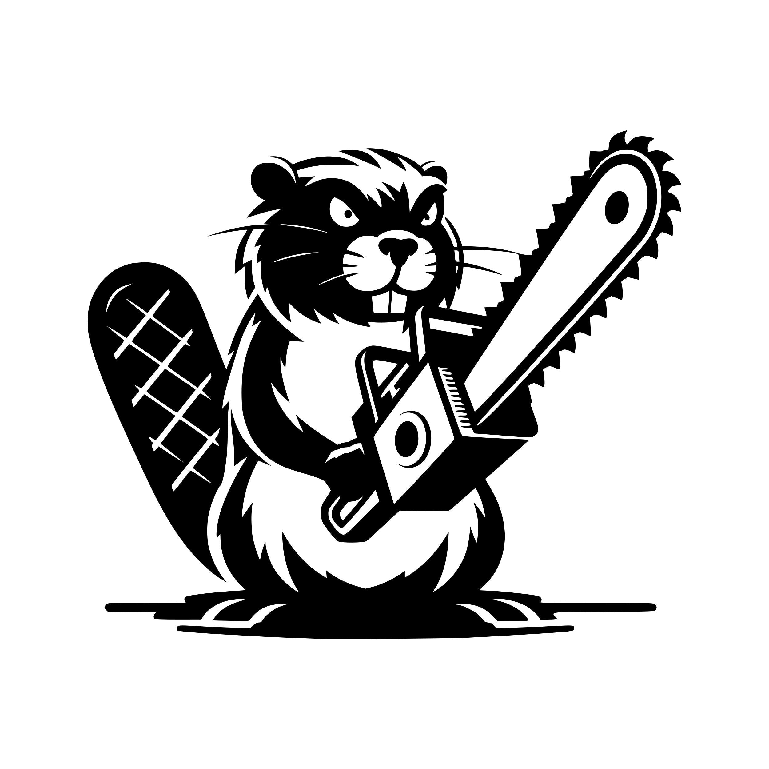 Beaver with chainsaw car decal design 2 alternate product preview 1