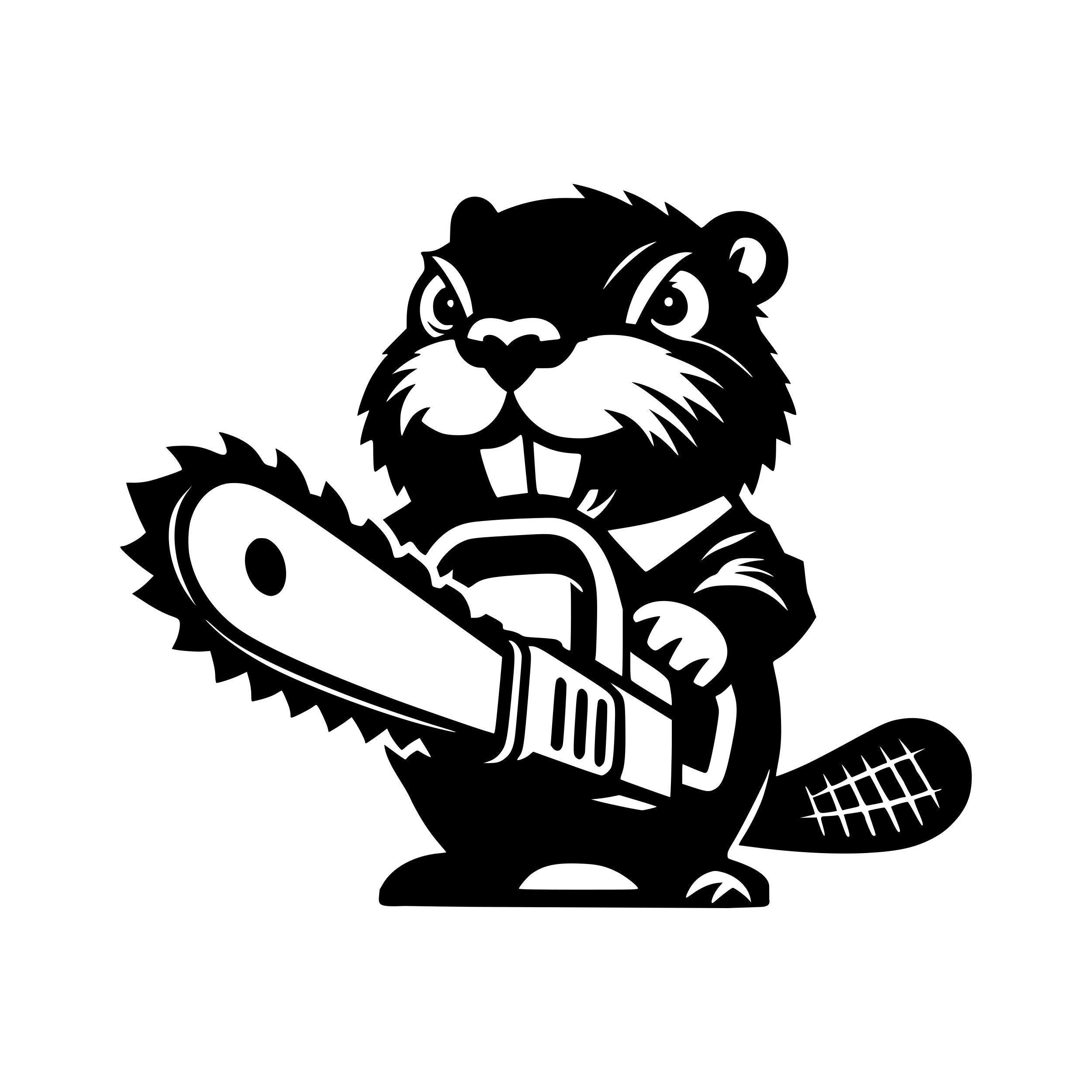 Beaver with chainsaw car decal design 3 alternate product preview 1