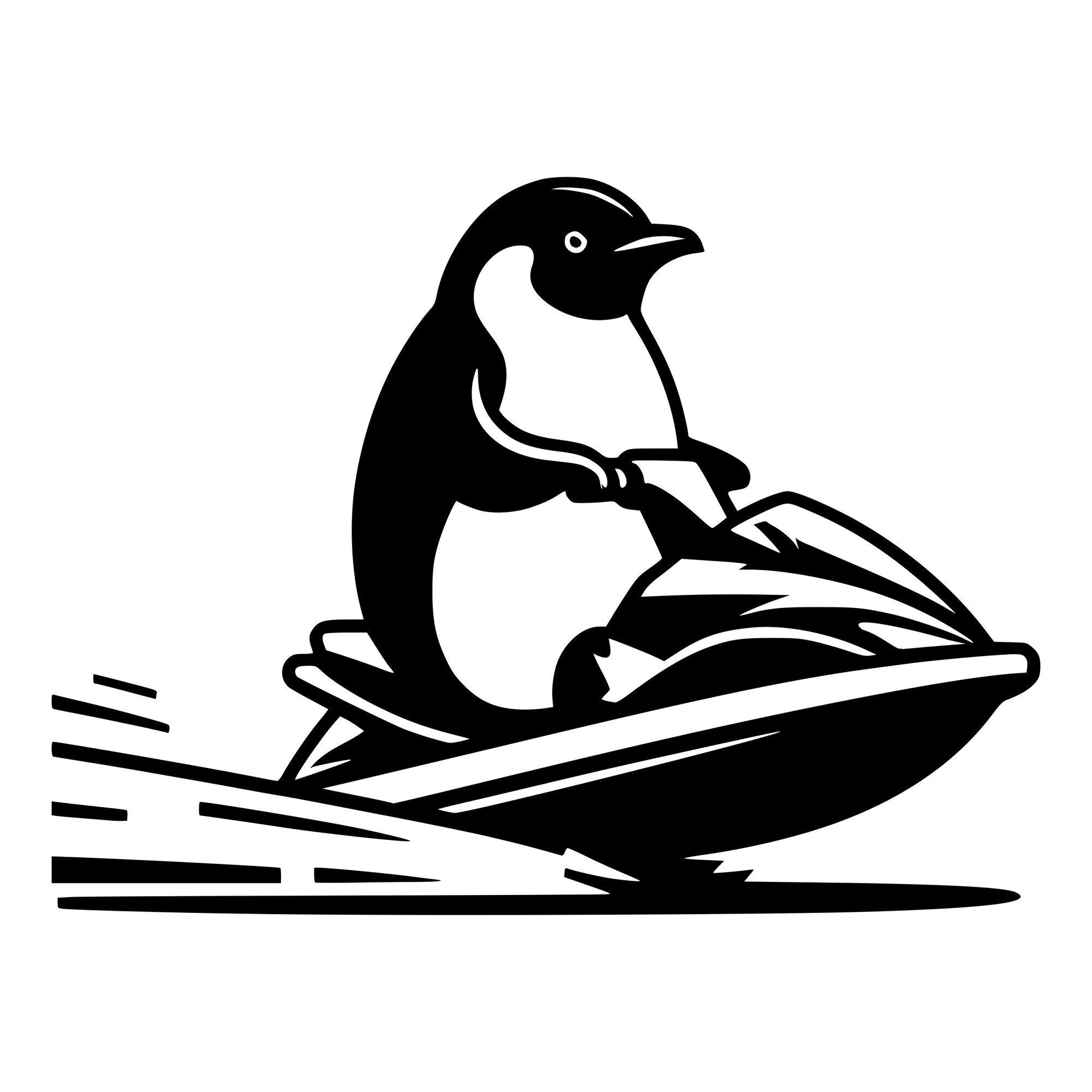 Penguin on a jet ski car decal design 2 alternate product preview 1