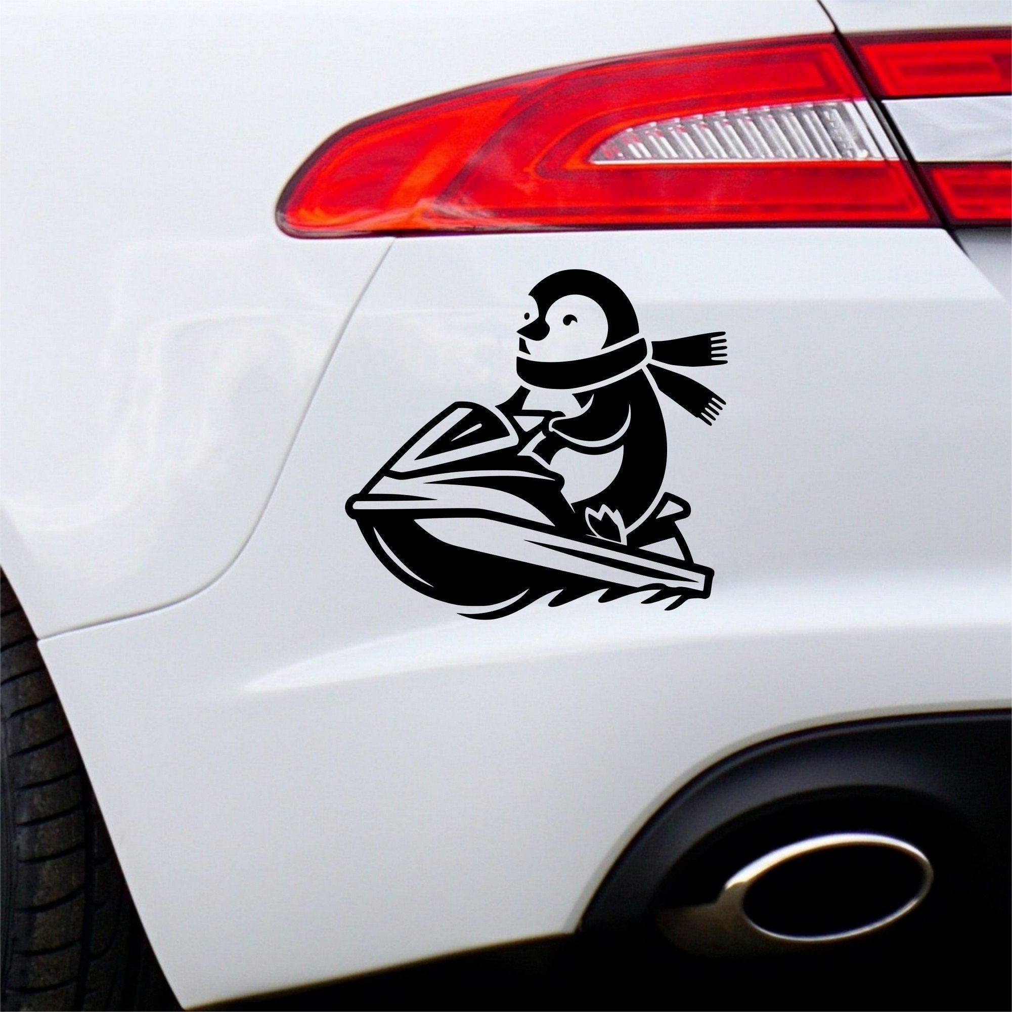 Penguin on a jet ski car decal design 3 alternate product preview 2