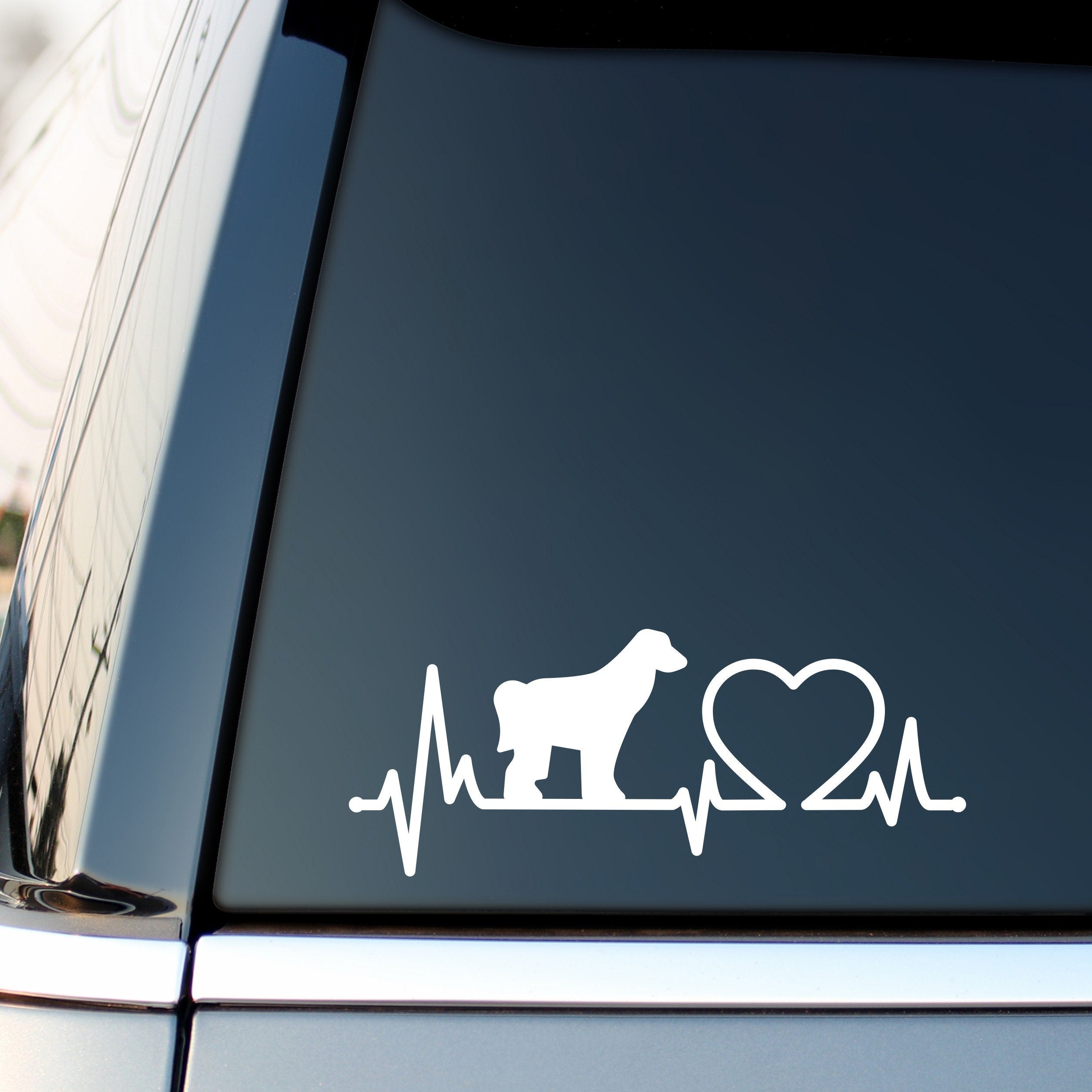 Afghan Hound Heartbeat gloss vinyl car decal shown in a product preview