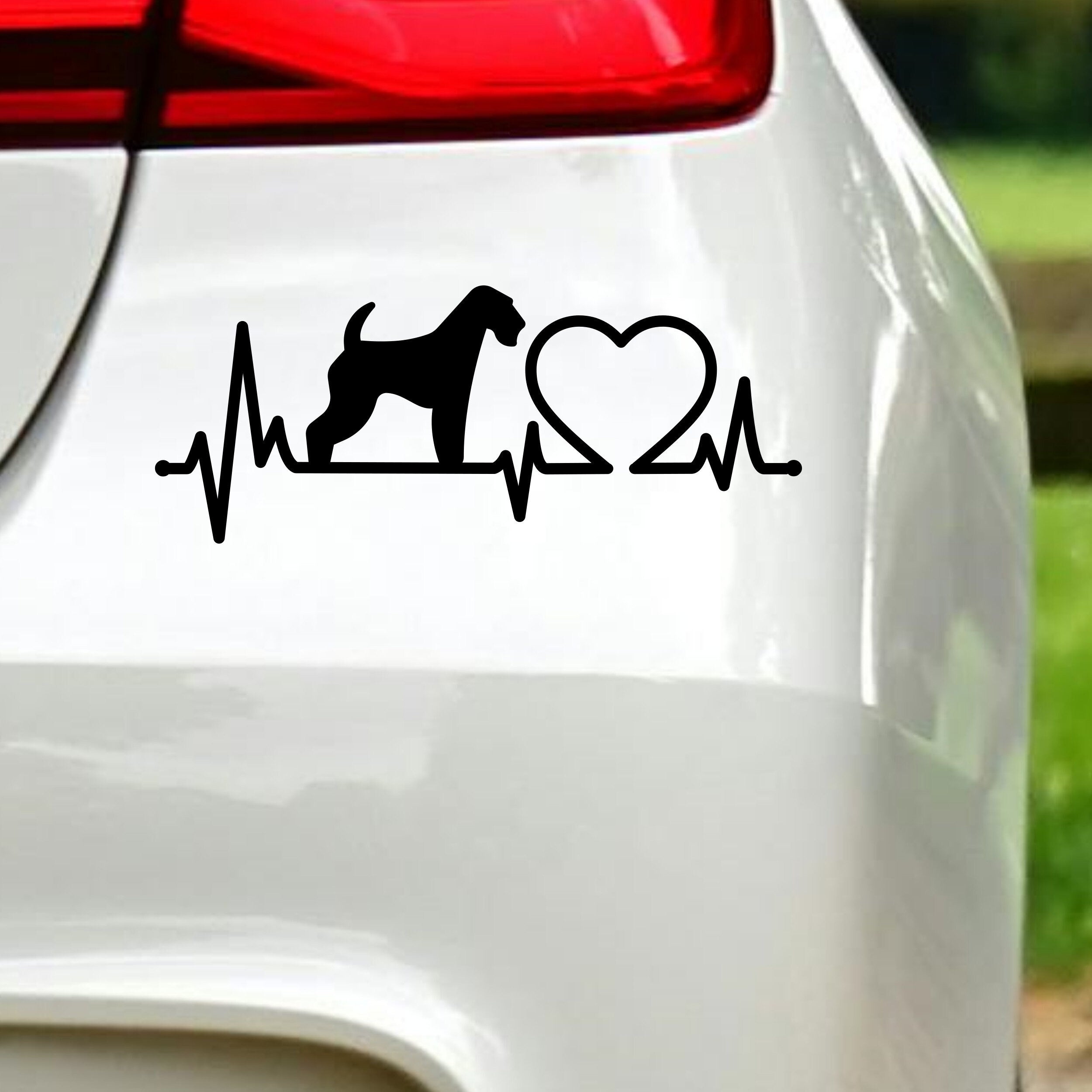 Airedale Terrier Heartbeat vinyl car sticker main product image