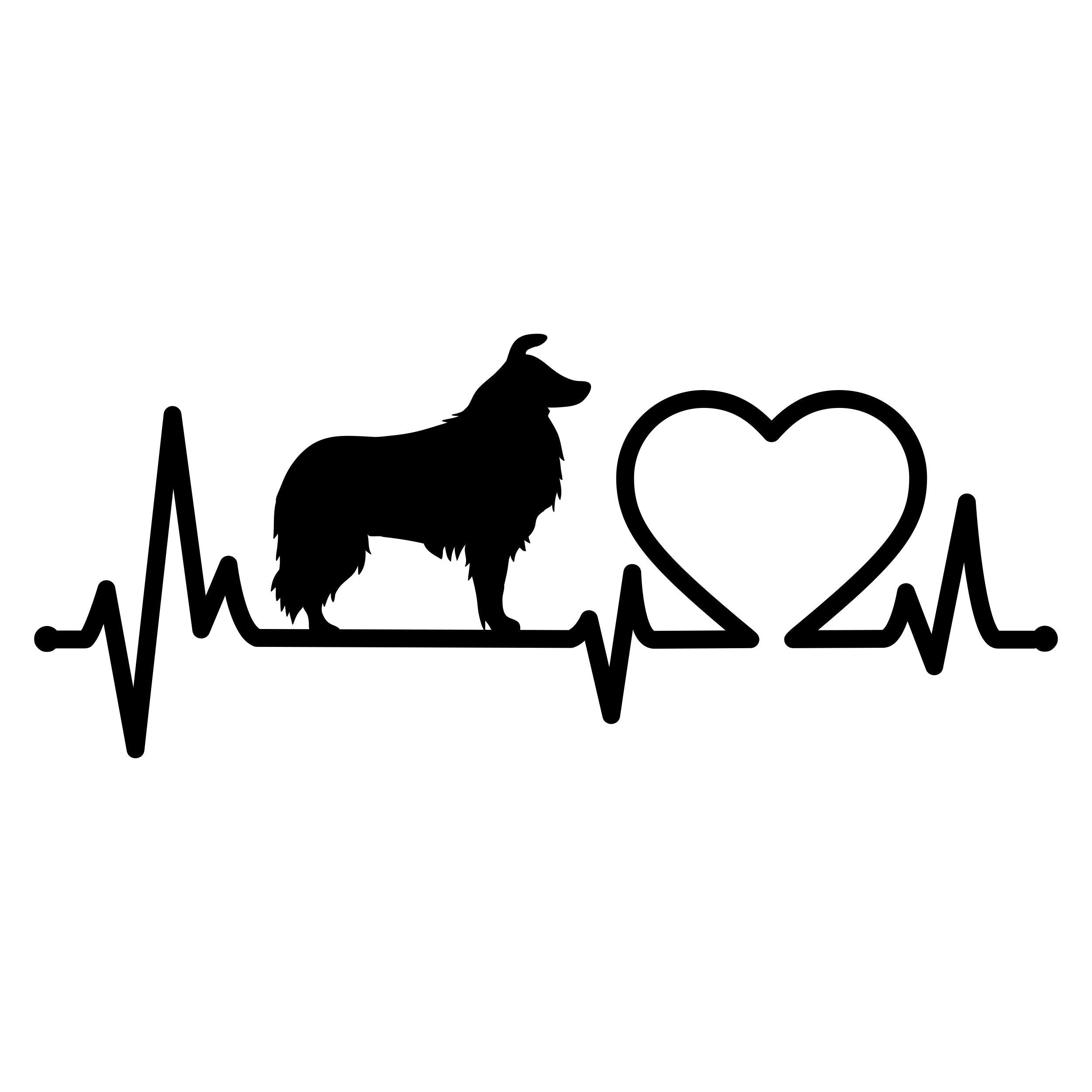 Border Collie Heartbeat vehicle sticker alternate design preview