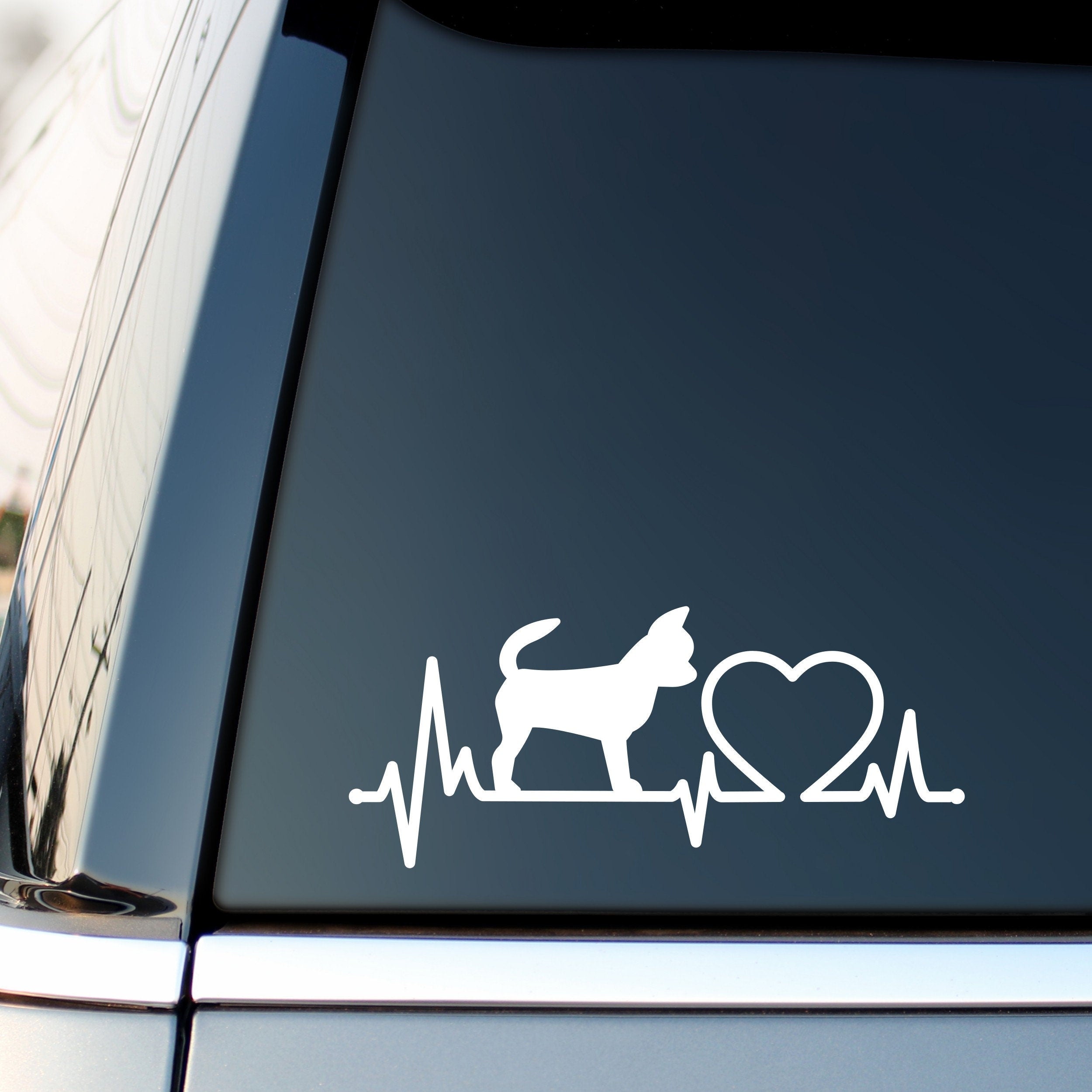 Chihuahua dog heartbeat vinyl decal product detail image