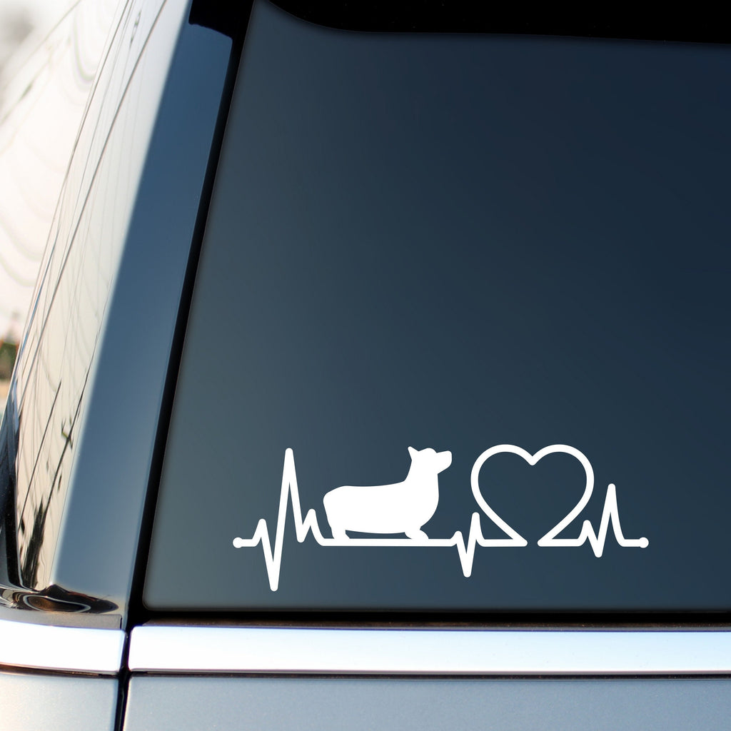 Corgi dog heartbeat vinyl decal product detail image