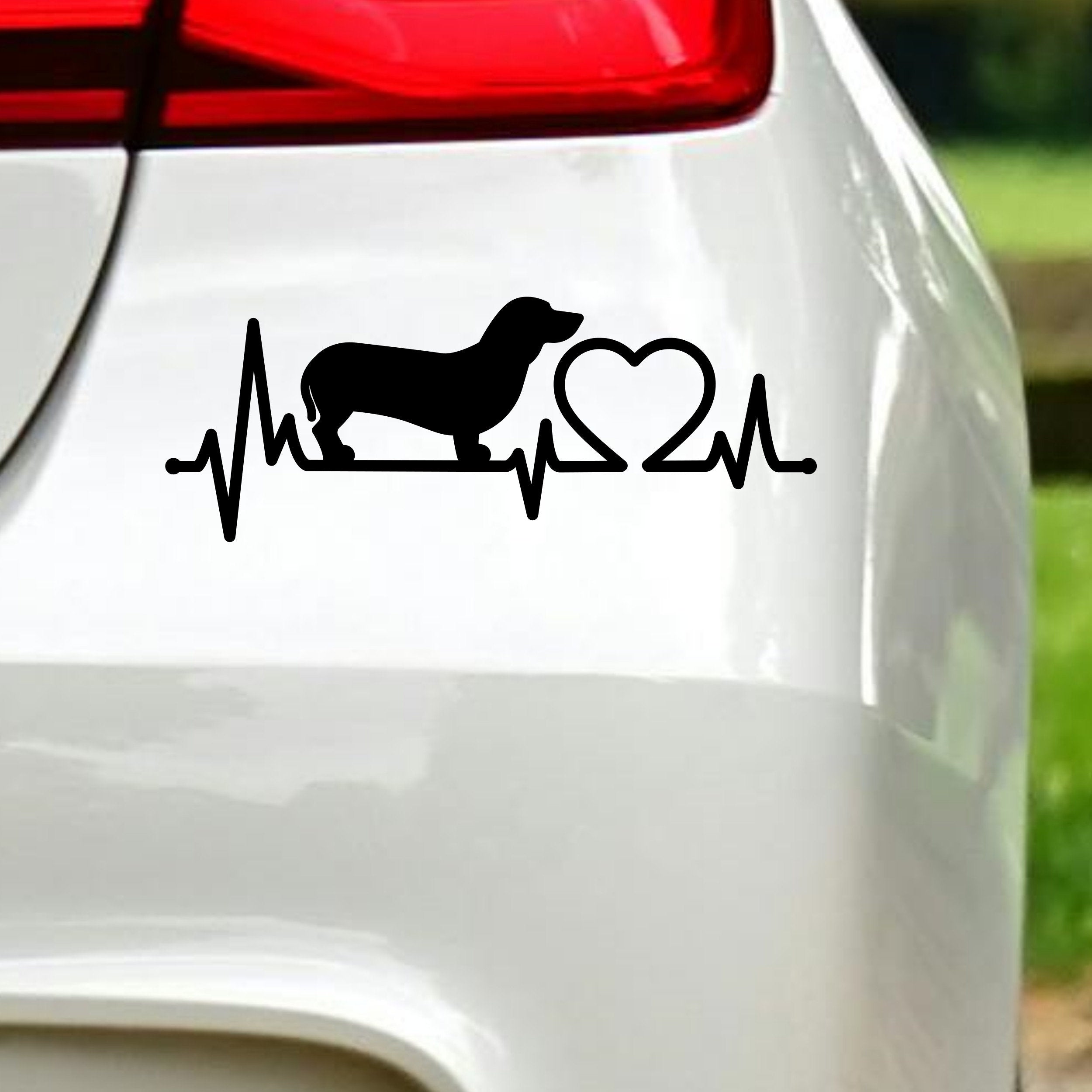 Dachshund Heartbeat vinyl car sticker main product image