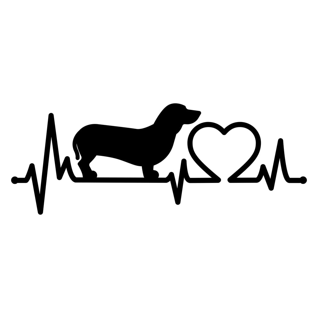 Dachshund Heartbeat vehicle sticker alternate design preview