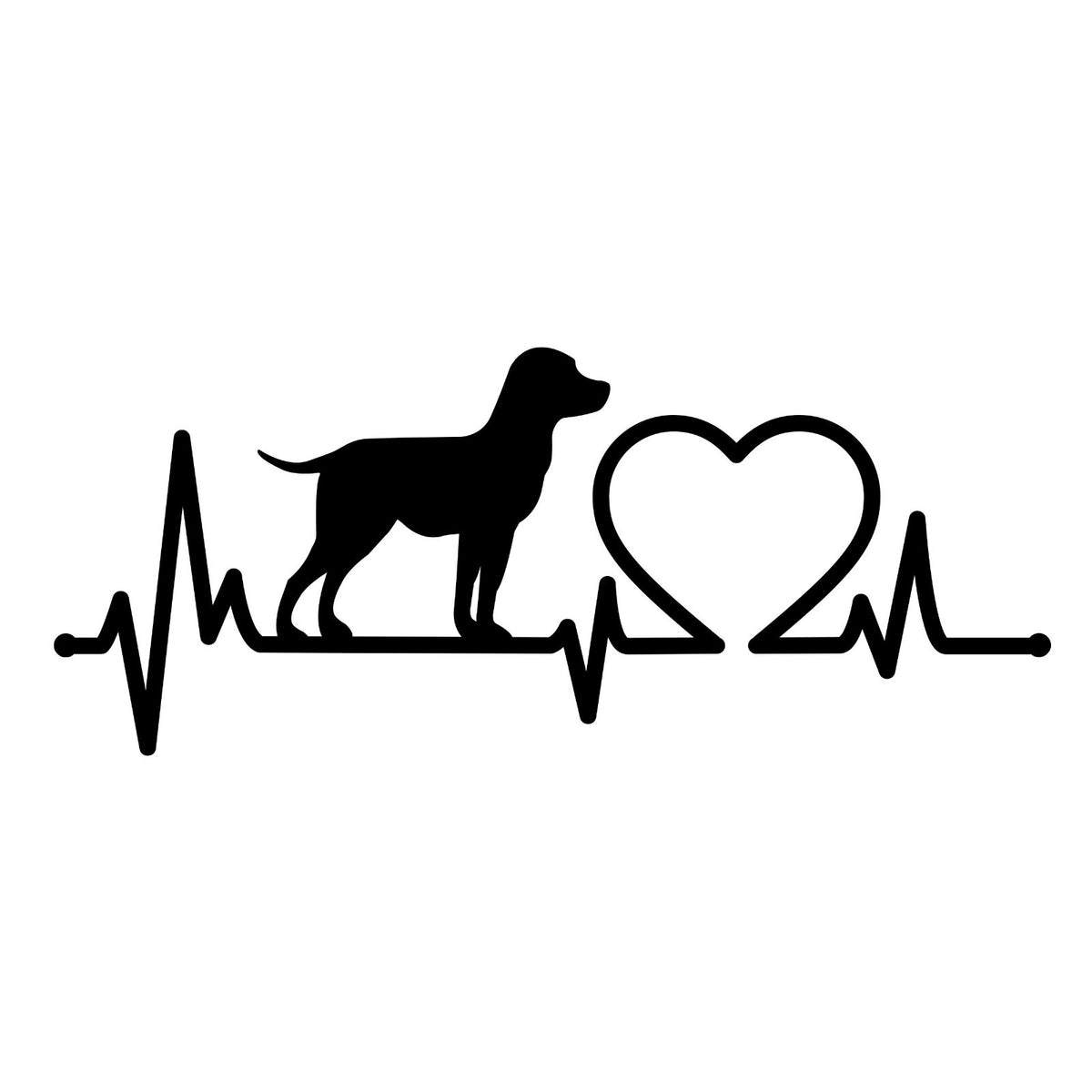 Labrador Heartbeat decal design shown in black on a plain white background.