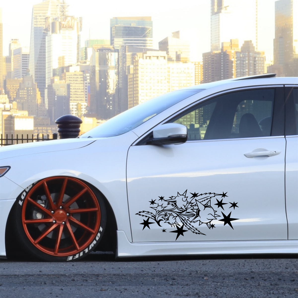 Large Stars and Spikes Car Sticker — example vehicle placement 1.