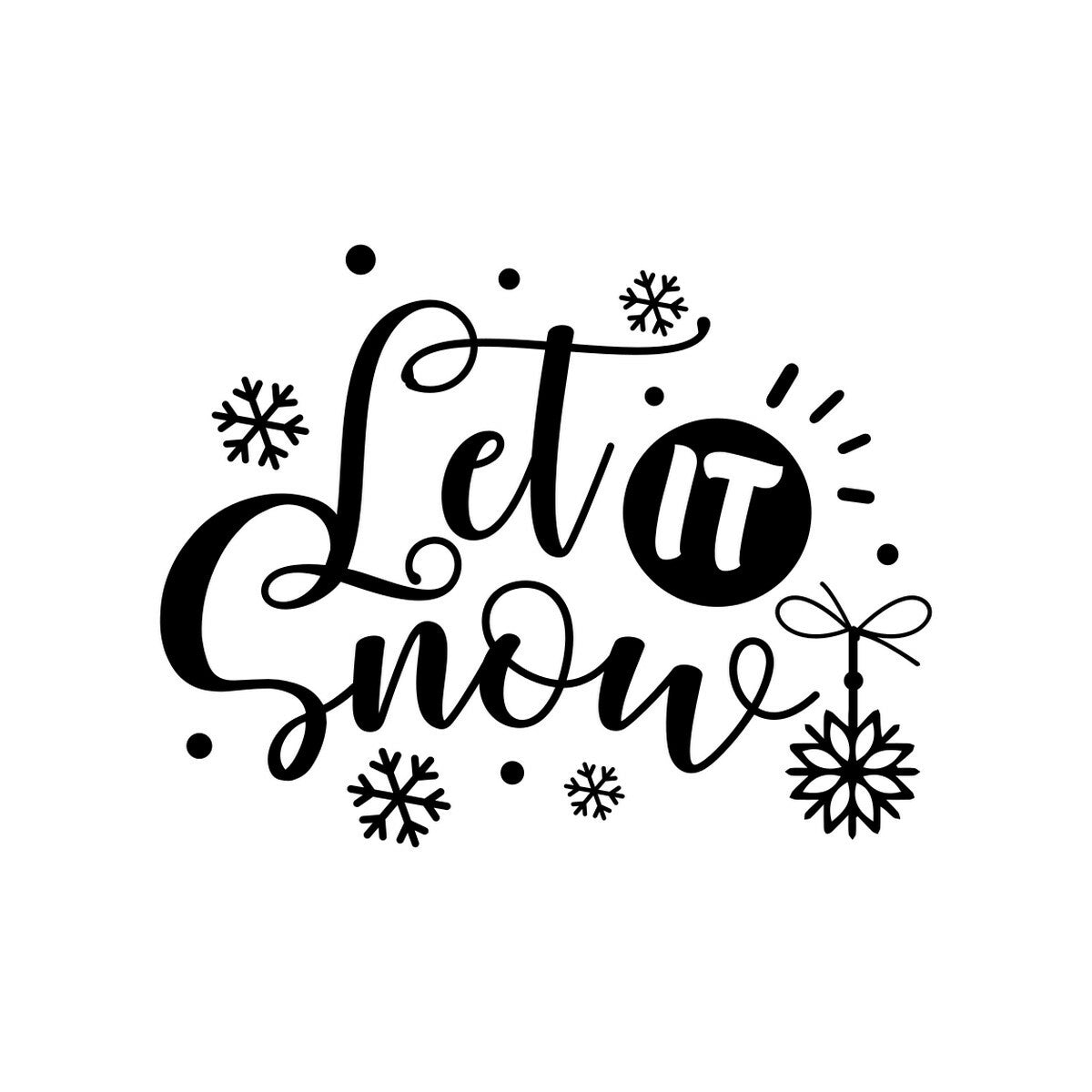 Let It Snow Script Window Sticker — design shown in black on white.