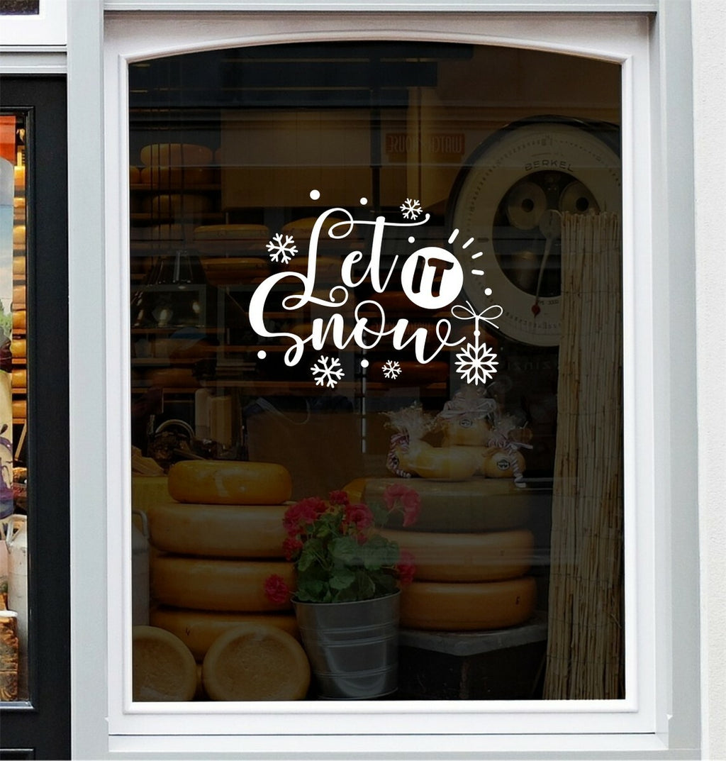 Let It Snow Script Window Sticker — example window display 1.