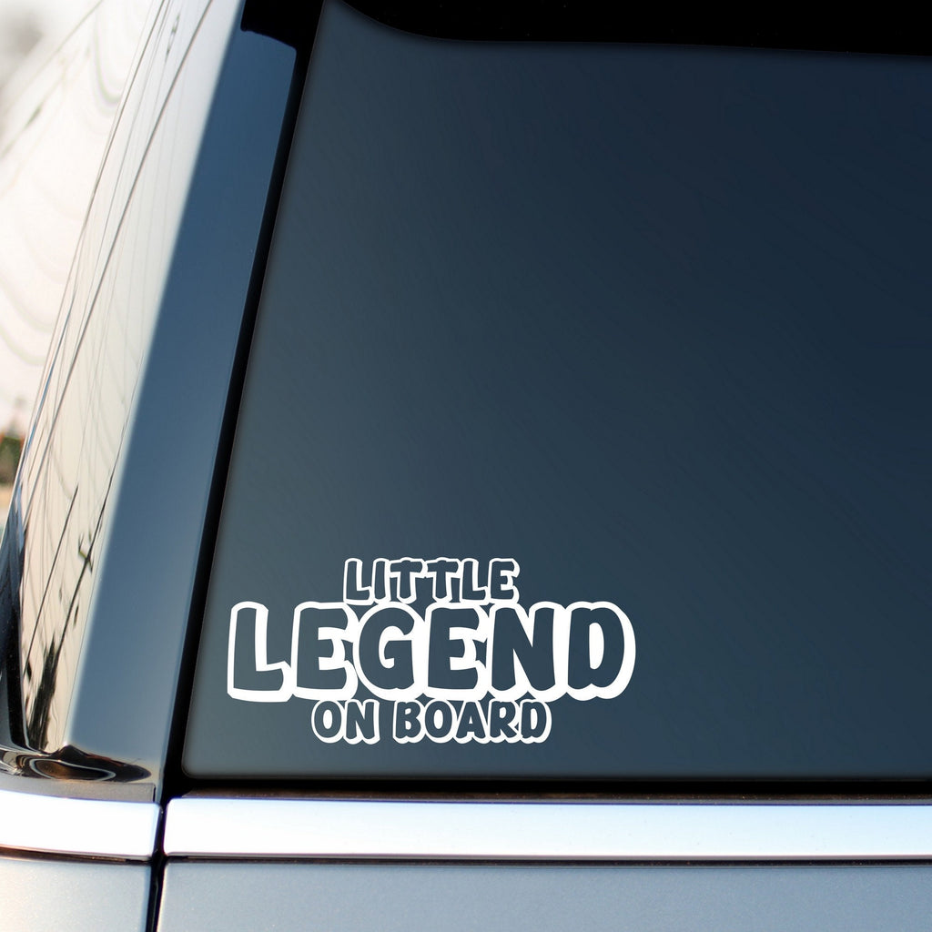 Little Legend On Board outline car sticker shown on a vehicle rear window