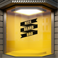 Nice Beard Bro Barber Shop Window Sticker — example window display 1.