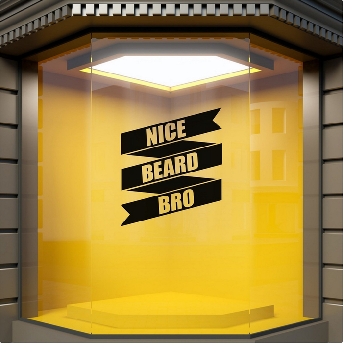 Nice Beard Bro Barber Shop Window Sticker — example window display 1.