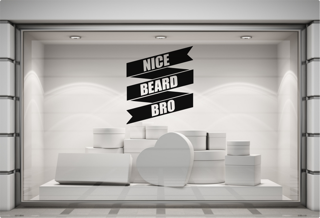 Nice Beard Bro Barber Shop Window Sticker — example window display 2.